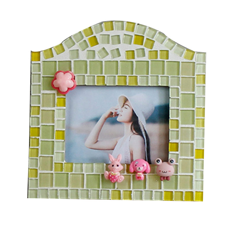 Ins Wood Mosaic DIY Photo Frame، Ceramic Decoration Home Decoration Souvenil، Family Handcraft Kits، Modern Design and Shape، With Flowers Patch، Best Seller